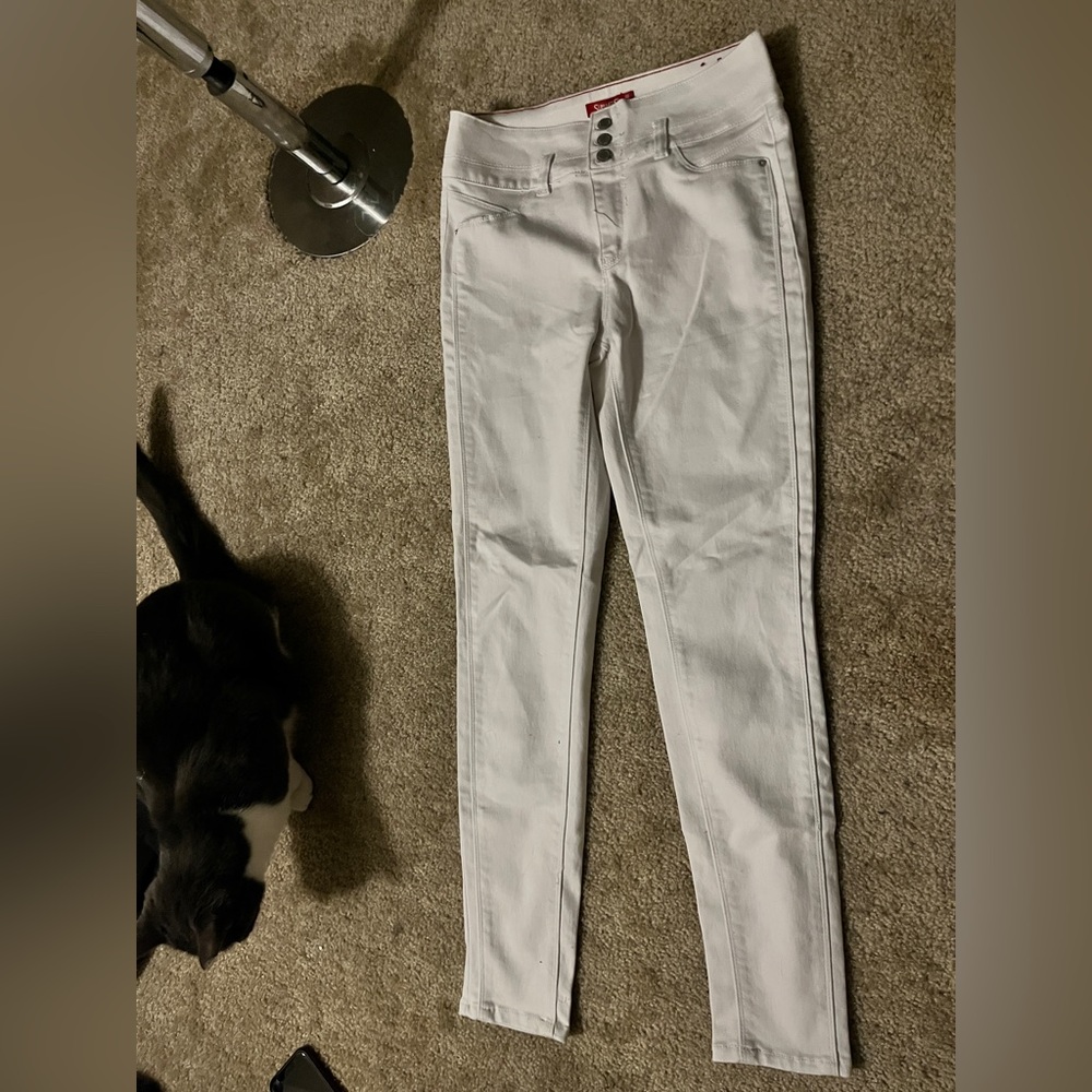 Pants bundle: white size 8 skinny jeans and medium shein pleather leggings